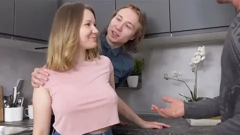 Super-cute light-haired nymph is cuckold on her boyfriend for some cash