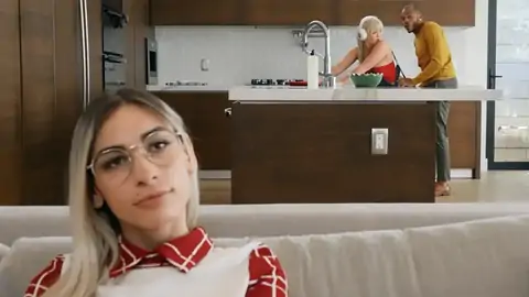BIG BLACK COCK is pulverizing curvaceous blond mega-bitch in the kitchen