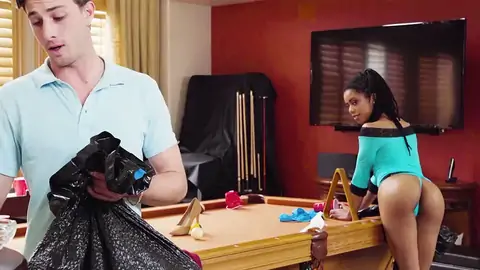 Kira Noir is doing standing sixty-9 with a white boy