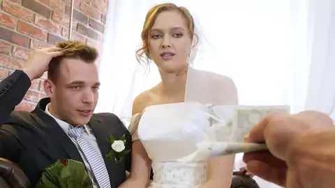 Big-boobed bride wails in orgasm by huge fuckpole for money