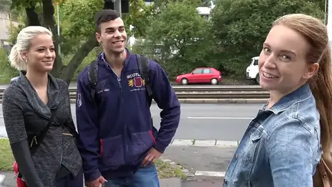 Czech sauna features one fellow and two teen damsels