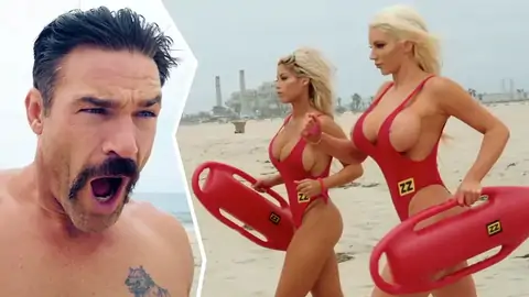 two blond damsels are working as uniformed lifeguards