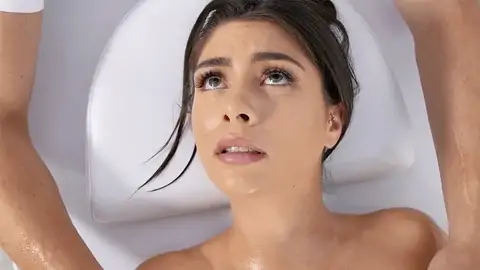 Oiled up dark-hued-haired is getting her poon finger-tickled