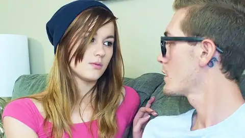 The light-haired teenage is measuring the cum-pump of her bf