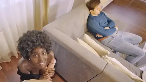 Dark-hued hotty with bouncy booty romps while bf sleeps